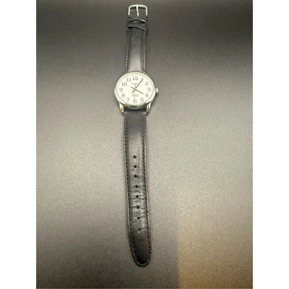 Timex Indiglo Ladies Wristwatch Black Leather Band Water Resistant